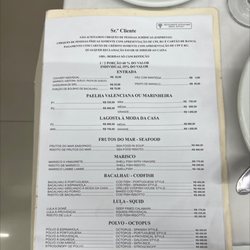 Vista ao Mar - Menu