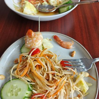Asian Thai Kitchen - Green papaya salad with shrimp, more spices (cumin?) than common. The shrimp were the best part, very flavorful. - Thai Near Me - Milford, New Hampshire Asian Thai Kitchen - Green papaya salad with shrimp, more spices (cumin?) than common. The shrimp were the best part, very flavorful. - Thai Near Me - Milford, New Hampshire