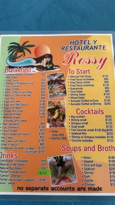 Menu photo 2 Rossy's Restaurant Playa La Ropa, GRO Menu photo 2 Rossy's Restaurant Playa La Ropa, GRO