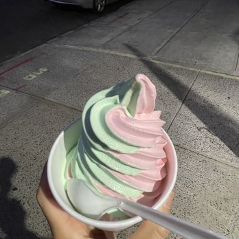 Marvel Frozen Dairy - $5 Small: Strawberry Pistachio Twist - Ice Cream & Frozen Yogurt Near Me - Queens, New York Marvel Frozen Dairy - $5 Small: Strawberry Pistachio Twist - Ice Cream & Frozen Yogurt Near Me - Queens, New York