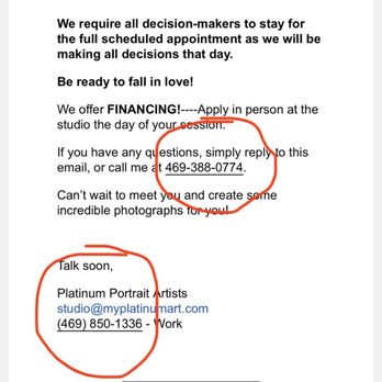 Platinum Portrait Artists - Several different phone numbers. One is out of service, the other is wrong number. - Pet Photography Near Me - Frisco, Texas
