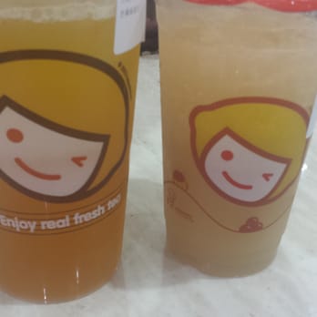 Happy Lemon - Large mango green tea and med fresh lemon green tea - Taiwanese Near Me - Flushing, New York