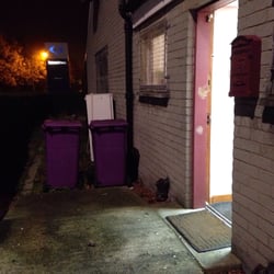 Pollok Ex Servicemens Club - Cool purple wheelie bins outside!