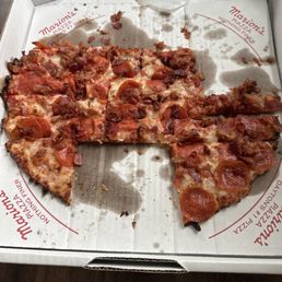Large pepperoni and bacon pizza. Large pepperoni and bacon pizza.