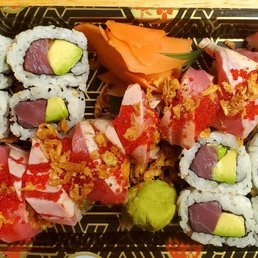 Tuna avocado and salmon BBQ rolls. Tuna avocado and salmon BBQ rolls.