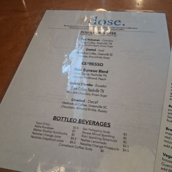 Dose Café & Dram Bar - Menu - Coffee & Tea Near Me - Nashville, Tennessee