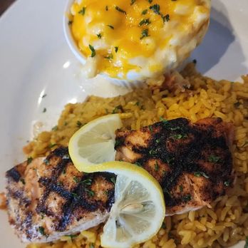 Fat Boiz - Salmon with yellow rice and mac and cheese - Beer, Wine & Spirits Near Me - McDonough, Georgia Fat Boiz - Salmon with yellow rice and mac and cheese - Beer, Wine & Spirits Near Me - McDonough, Georgia