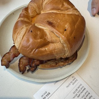 The Porch - Breakfast sandwich with bacon and cheddar - Coffee & Tea Near Me - Lake Geneva, Wisconsin