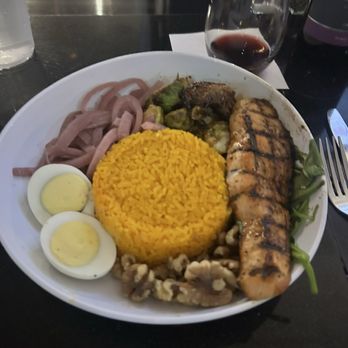 Hilton -American Grill - Protein rice bowl with salmon - Burgers Near Me - Orlando, Florida Hilton -American Grill - Protein rice bowl with salmon - Burgers Near Me - Orlando, Florida
