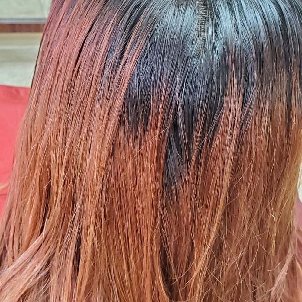 Sunshine Salon - Before The Hair Transformation I asked Diane to make it lighter. I don't want red no more - Hair Salons Near Me - Carson, California Sunshine Salon - Before The Hair Transformation I asked Diane to make it lighter. I don't want red no more - Hair Salons Near Me - Carson, California