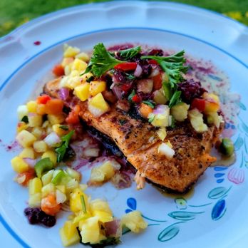 Perfect Platter Company - Alaskan salmon with a mango marionberry chimichurri - Caterers Near Me