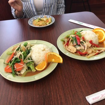 Thai House - Mixed Vegetable Lunch with chicken and the cashew lunch with chicken! It also comes with a side salad (the dressing is so good). - Thai Near Me - Cameron Park, California Thai House - Mixed Vegetable Lunch with chicken and the cashew lunch with chicken! It also comes with a side salad (the dressing is so good). - Thai Near Me - Cameron Park, California