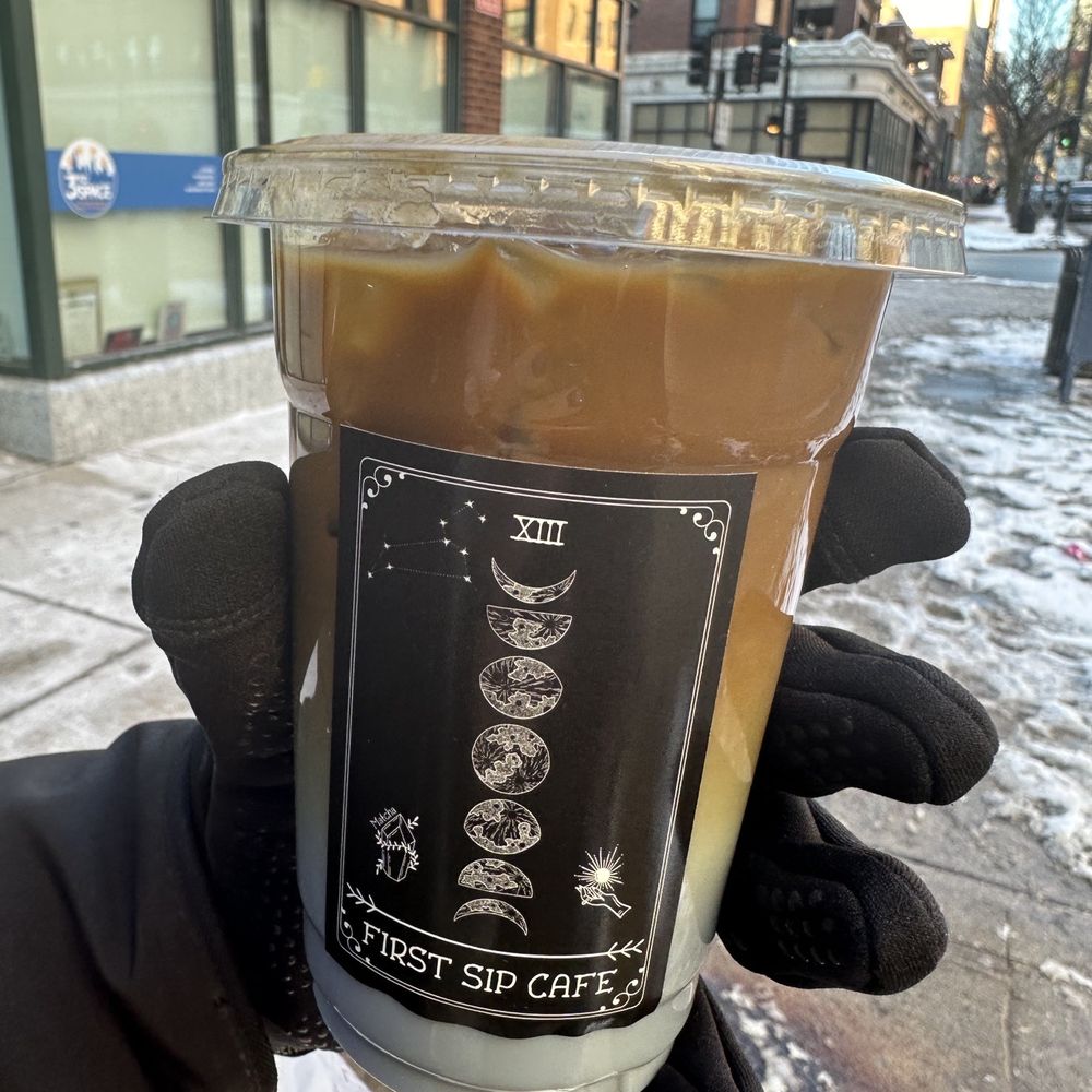 First Sip Cafe - Large Ube latte - Coffee & Tea Near Me - Chicago, Illinois First Sip Cafe - Large Ube latte - Coffee & Tea Near Me - Chicago, Illinois