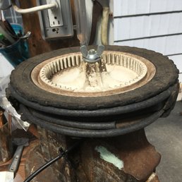 Hollow tire filled with drip line Hollow tire filled with drip line