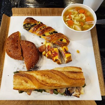 Paris Baguette - Chicken bacon brio baguette, curry bun, hot dog bun, chocolate twist, chicken noodle soup. - Bakeries Near Me - Palisades Park, New Jersey Paris Baguette - Chicken bacon brio baguette, curry bun, hot dog bun, chocolate twist, chicken noodle soup. - Bakeries Near Me - Palisades Park, New Jersey