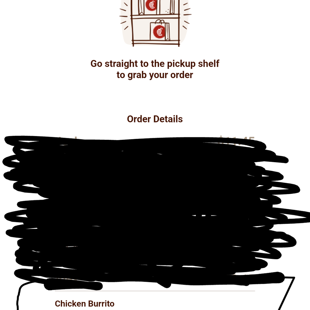 Copy of my receipt that says "chicken only" Copy of my receipt that says "chicken only"