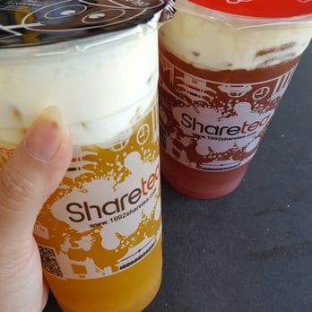 Sharetea - Mango green tea creama & strawberry black tea creama - Coffee & Tea Near Me - Cerritos, California