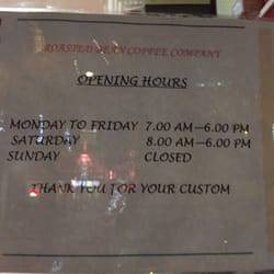 Roasted Bean Coffee Company - Hours of operation