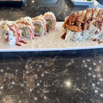 Yama Kitchen - Shaggy dog roll (left) Valoran roll (right) - Korean Near Me - Pasadena, Texas