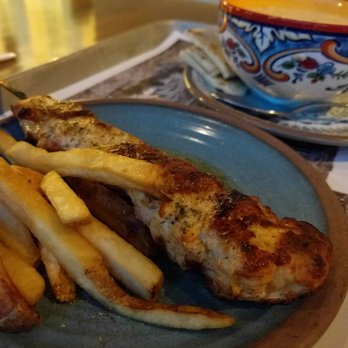 Gyro City - Chicken skewer which came with some fries - Greek Near Me - Boston, Massachusetts