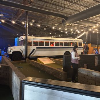 ParTee Shack - This bus is one of the holes for the indoor golf course - Mini Golf Near Me - Greensboro, North Carolina