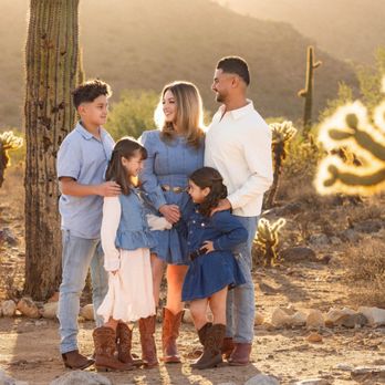 Madison Grey Photography - Golden-hour family portrait surrounded by saguaros, cholla, and beautiful Arizona desert mountain scenery. - Session Photography Near Me - Peoria, Arizona Madison Grey Photography - Golden-hour family portrait surrounded by saguaros, cholla, and beautiful Arizona desert mountain scenery. - Session Photography Near Me - Peoria, Arizona