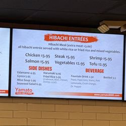 Yamato - Hibachi menu