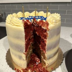 Half red velvet and carrot cake