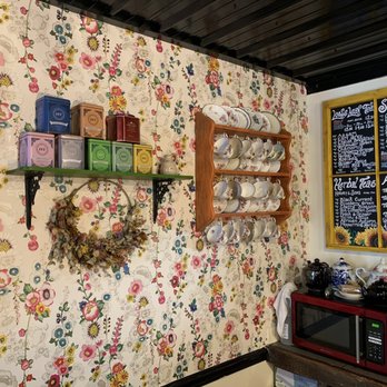 Wicked Brew Cafe - a floral wallpapered kitchen - Coffee & Tea Near Me - Bangor, Maine