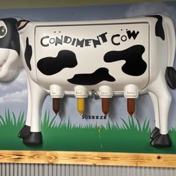Condiment cow. Cute, but flies were on the "teets." Condiment cow. Cute, but flies were on the "teets."