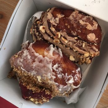 PVDonuts - Cherry almond crumb and chocolate hazelnut - Donuts Near Me - Providence, Rhode Island