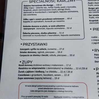 Stara Karczma - Menu - Polish Near Me - Wisła, SL