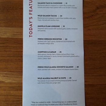 Anthony's Restaurant - Today's fresh sheet! - Seafood Near Me - Gig Harbor, Washington