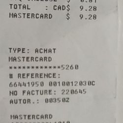Esso - 16 septembre 2020 / $9.28 d'extra à $1.09 le gallon