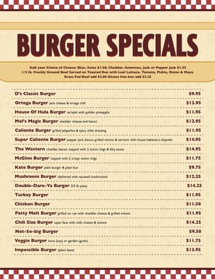 Menu photo 2 D’s Diner Santa Rosa, CA Menu photo 2 D’s Diner Santa Rosa, CA
