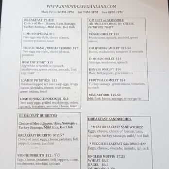 Dimond Cafe - Breakfast menu - Burgers Near Me - Oakland, California Dimond Cafe - Breakfast menu - Burgers Near Me - Oakland, California