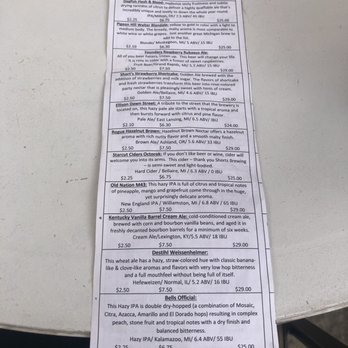 Thumb Brewery - Backside of the beer menu - Breweries Near Me - Caseville, Michigan