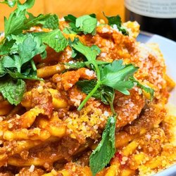 Ocotillo - Cavatelli - lamb sugo, red pepper pesto, charred squash, chopped mint, parsley, & parmesan