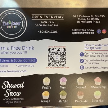 Tea Snow - Shaved snow flavors - Coffee & Tea Near Me - Mesa, Arizona