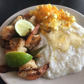 MLK Restaurant - Grilled shrimp and peppers, scrambled eggs, grits - Soul Food Near Me - Miami, Florida
