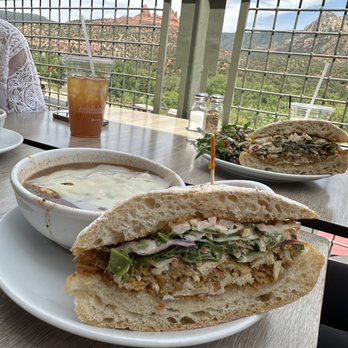 Wildflower - Buffalo chicken sandwich and French onion soup - Sandwiches Near Me - Sedona, Arizona Wildflower - Buffalo chicken sandwich and French onion soup - Sandwiches Near Me - Sedona, Arizona