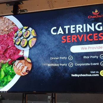 Chachu's - a restaurant menu displayed on a large screen - Pakistani Near Me - Don Mills, Ontario