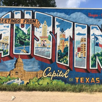 Greetings From Austin Postcard Mural - Public Art Near Me - Austin, Texas