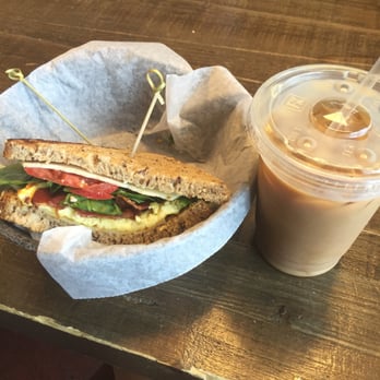 Pavement Coffeehouse - So good! Got the veggie breakfast sandwich and added bacon on 7 grain bread. - Coffee & Tea Near Me - Boston, Massachusetts