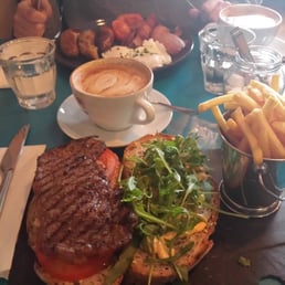 Steak sandwich and Irish breakfast