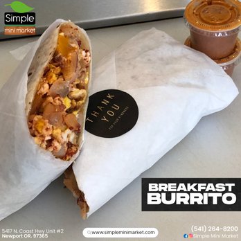 Simple Mini Market - breakfast burrito with coffee - Fast Food Near Me - Newport, Oregon
