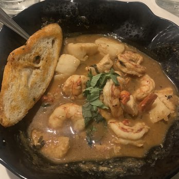 Hook & Barrel - Bouillabaisse- crostini was stale, shrimp were over cooked, broth was boring. - Seafood Near Me - Myrtle Beach, South Carolina