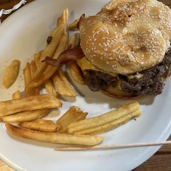 Denny's - a hamburger and fries on a plate - Diners Near Me - Gun Barrel City, Texas
