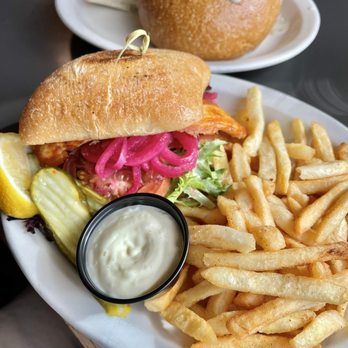 Lowell's Restaurant - Wild Salmon Filet Sandwich - American Near Me - Seattle, Washington Lowell's Restaurant - Wild Salmon Filet Sandwich - American Near Me - Seattle, Washington