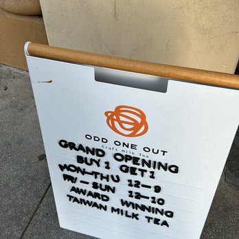 Odd One Out Tea Pasadena - Outside sign that doesn't specific 1 customer per deal - Bubble Tea Near Me - Pasadena, California Odd One Out Tea Pasadena - Outside sign that doesn't specific 1 customer per deal - Bubble Tea Near Me - Pasadena, California